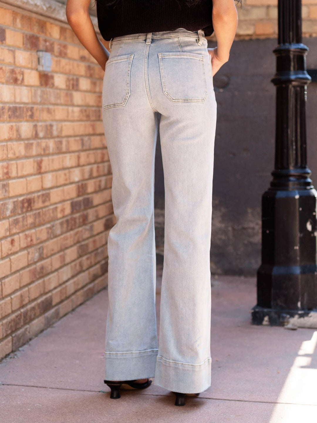 light wash patch pocket denim