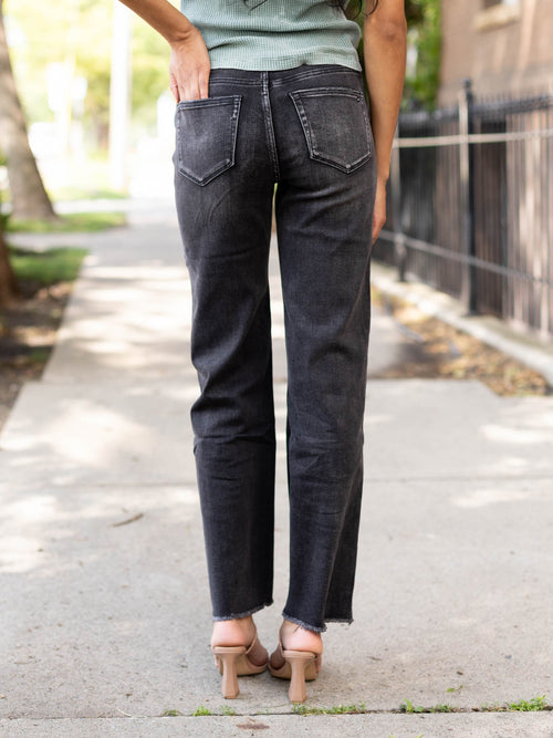 washed black raw hem wide denim