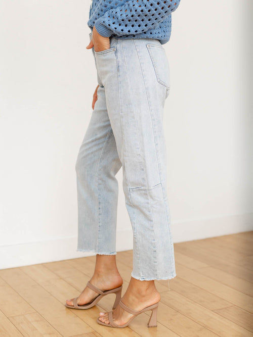 light wash barrel denim