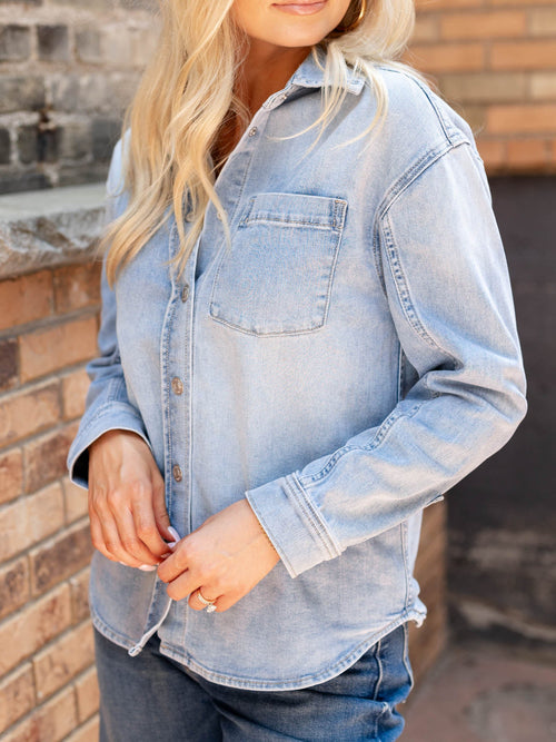 washed light denim shirt