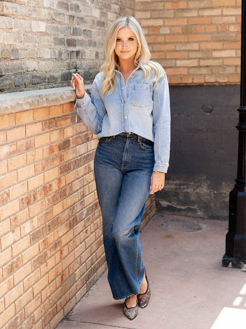 washed light denim shirt