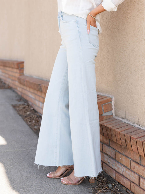 light wash wide leg denim