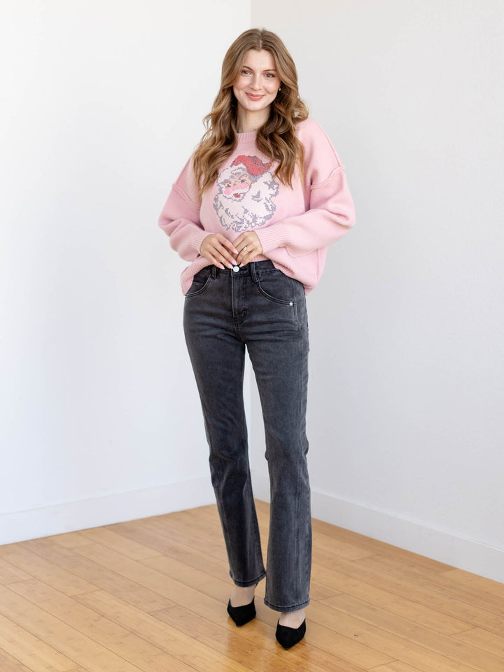 washed black flared denim