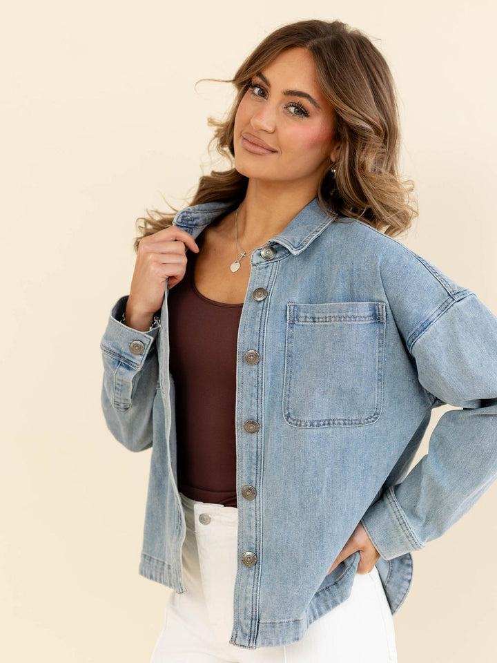 brown and denim combo