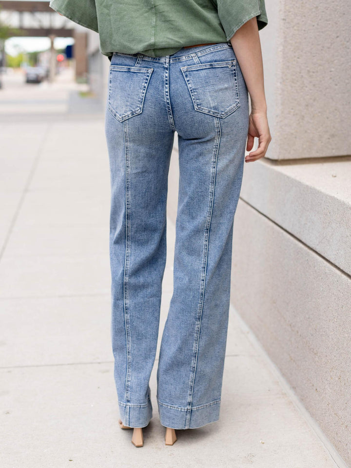 MICA Regent Blue High Rise Wide Trouser Hem