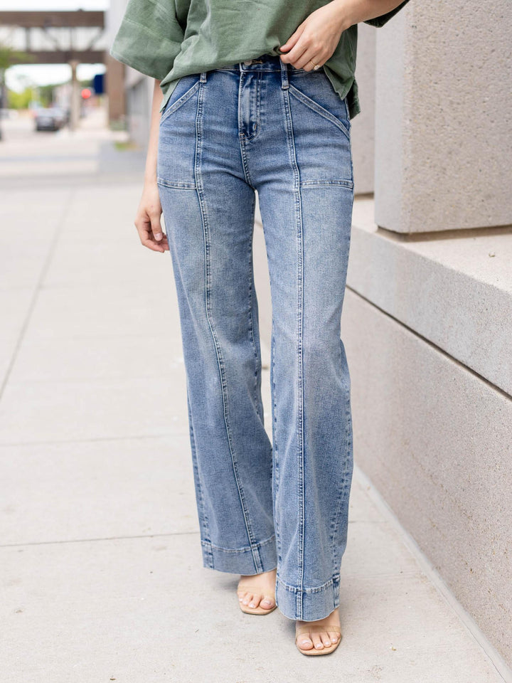 MICA Regent Blue High Rise Wide Trouser Hem