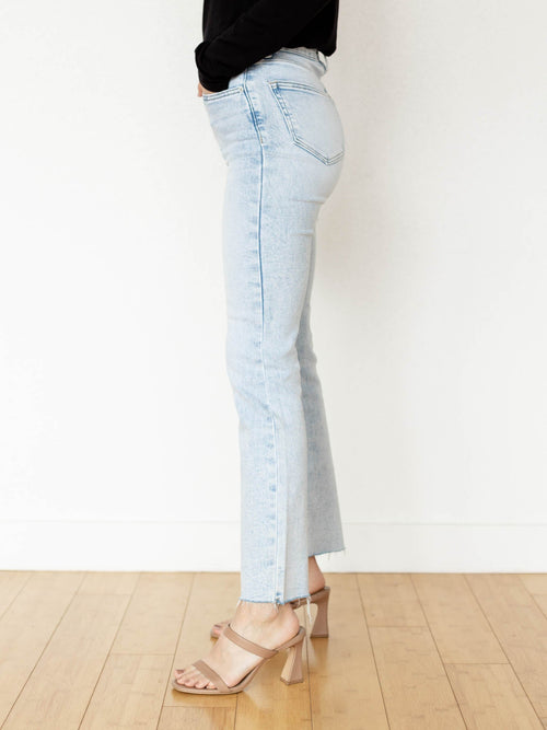 light wash slim straight denim