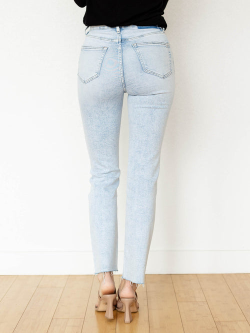 light wash slim straight denim