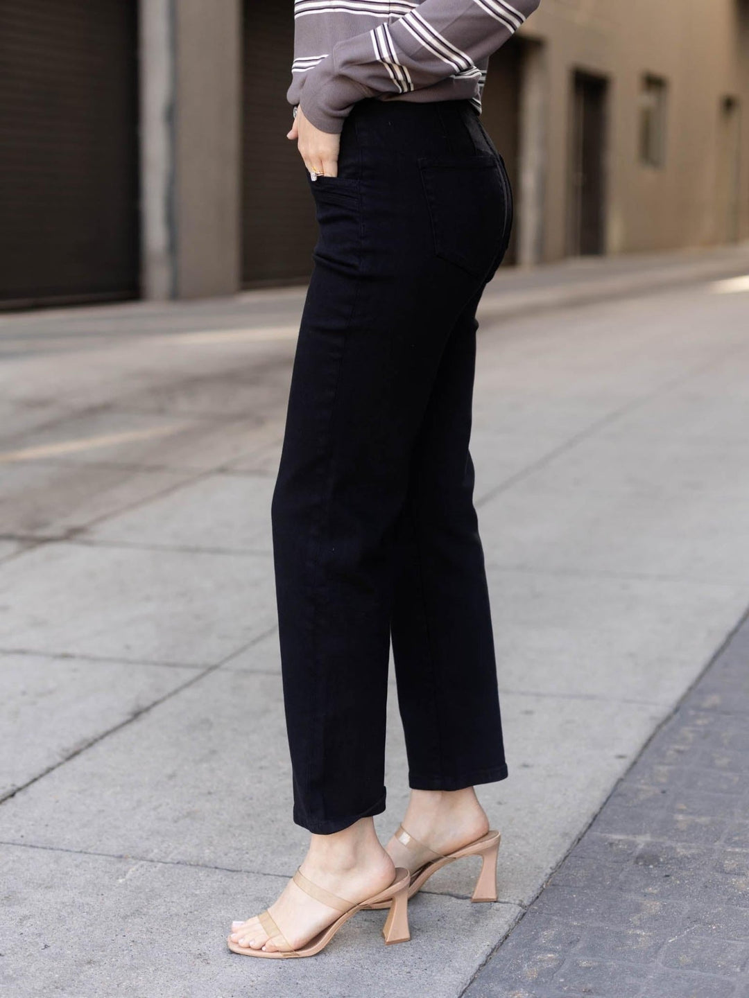 MICA Sleek Black Mid Rise Straight