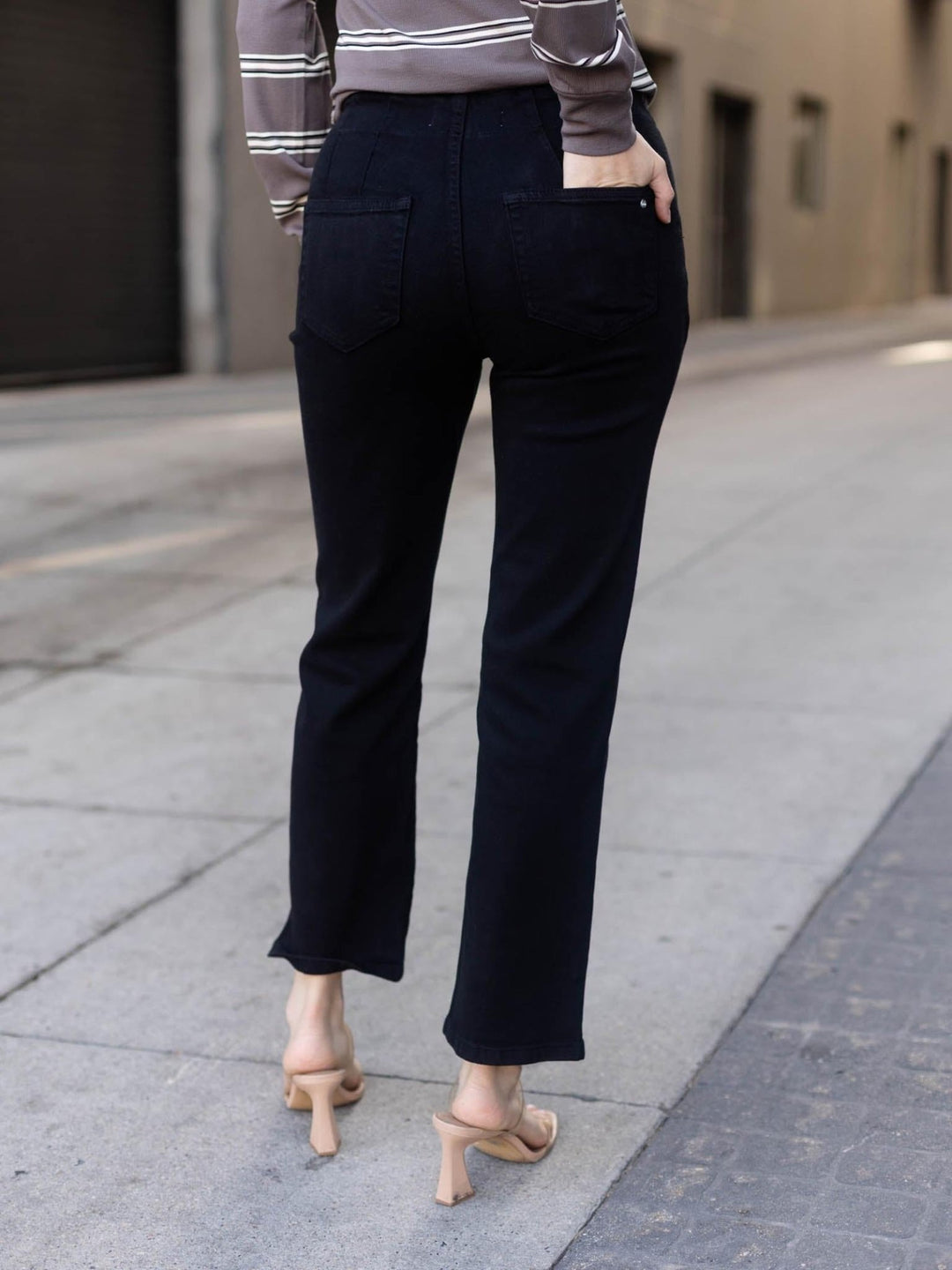 MICA Sleek Black Mid Rise Straight