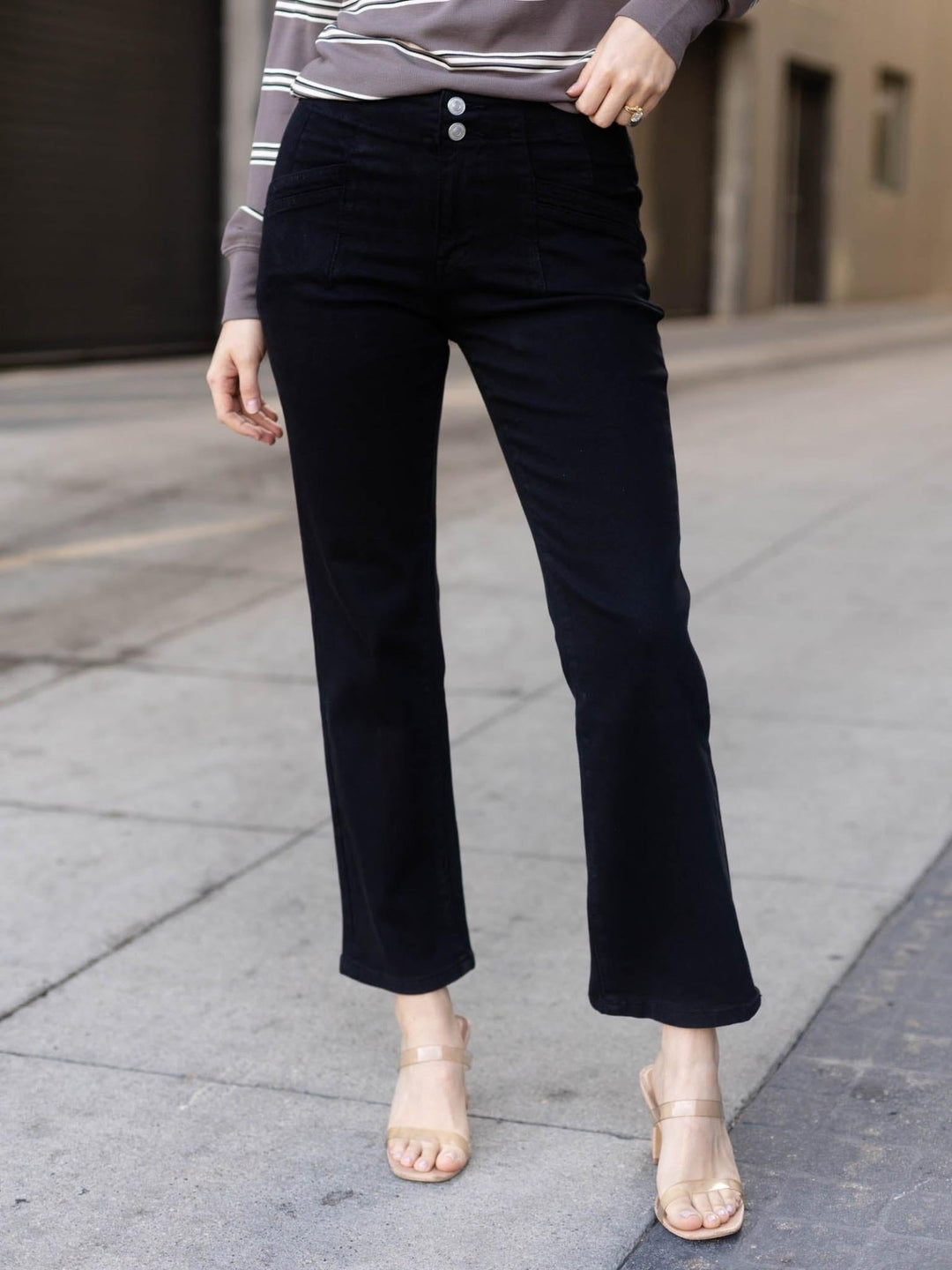 MICA Sleek Black Mid Rise Straight