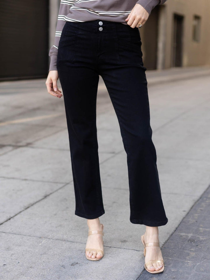 MICA Sleek Black Mid Rise Straight
