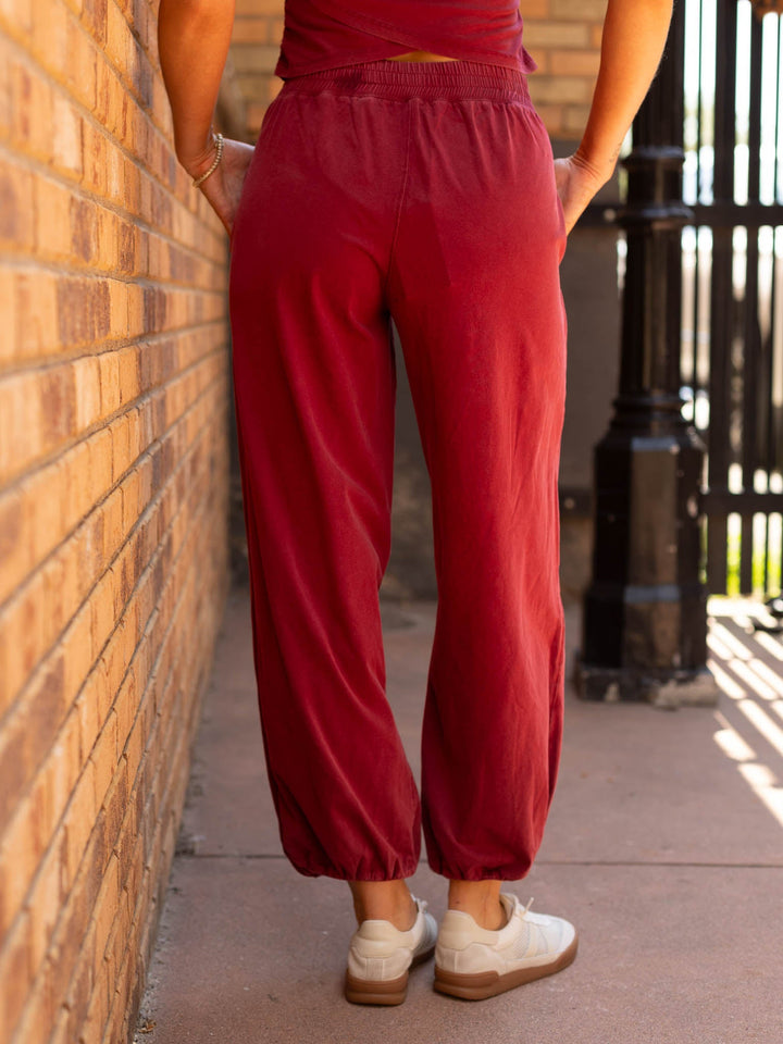 burgundy two piece criss cross set