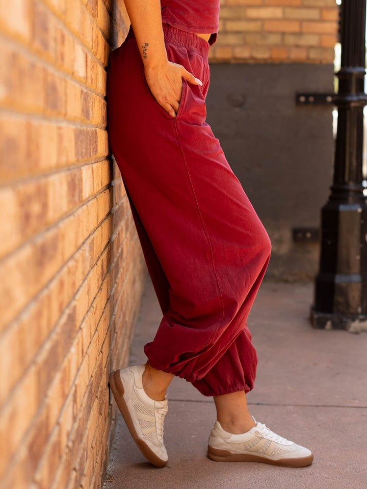 burgundy two piece criss cross set