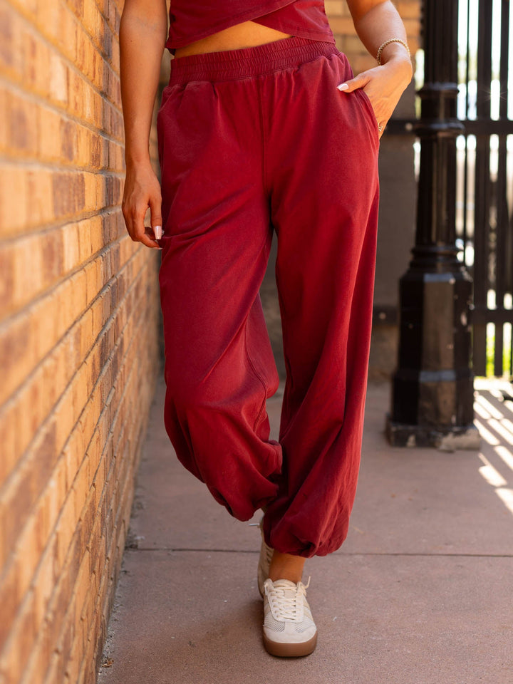 burgundy two piece criss cross set