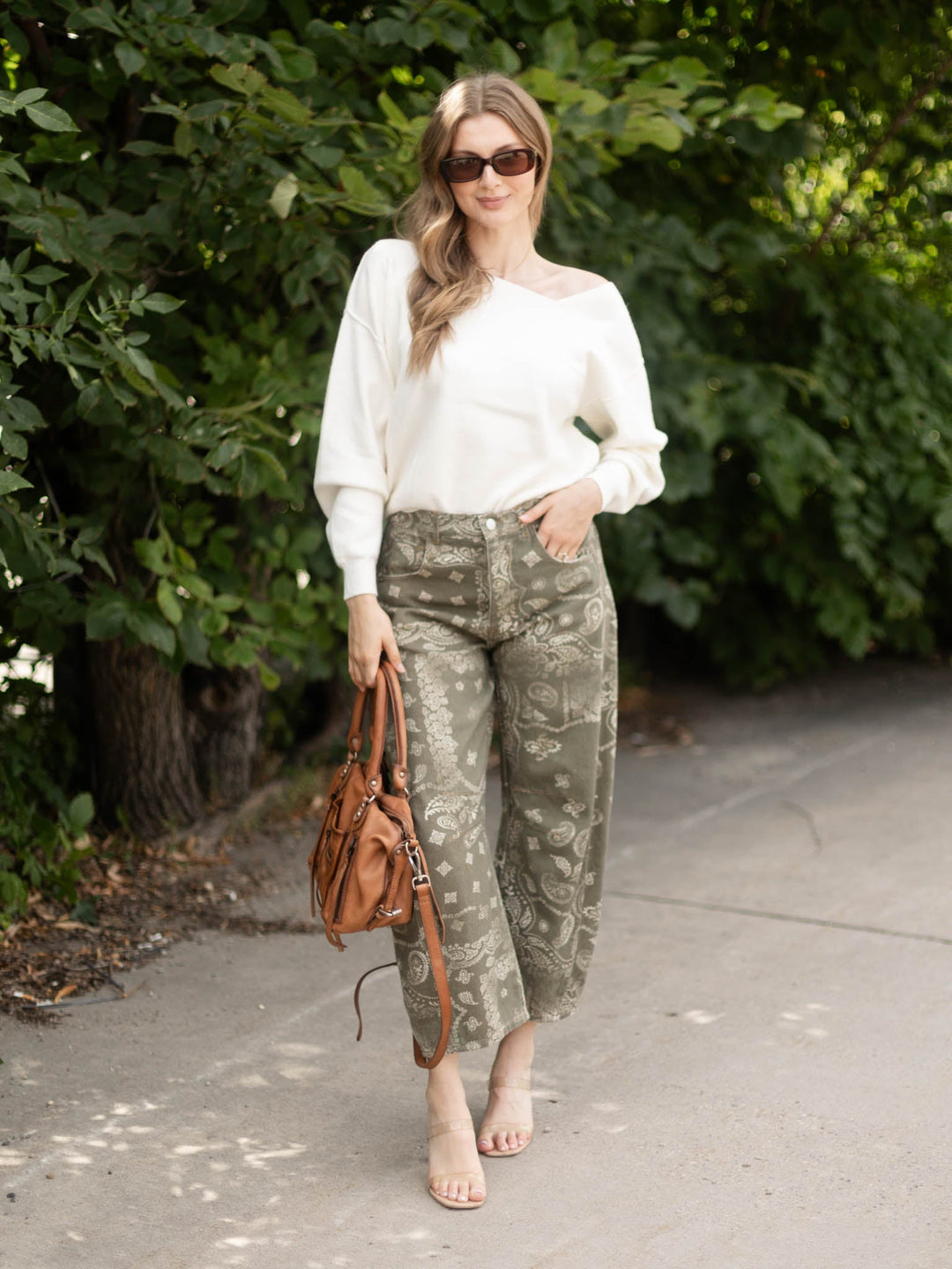 Mineral Washed Paisley Barrel Jean