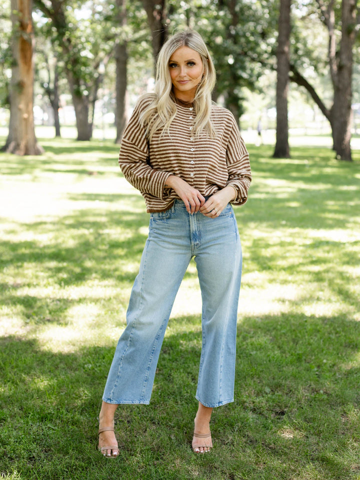 striped super soft boxy cardigan