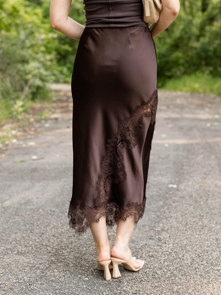 Mixed Lace Midi Skirt