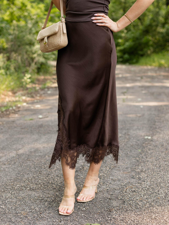 Mixed Lace Midi Skirt