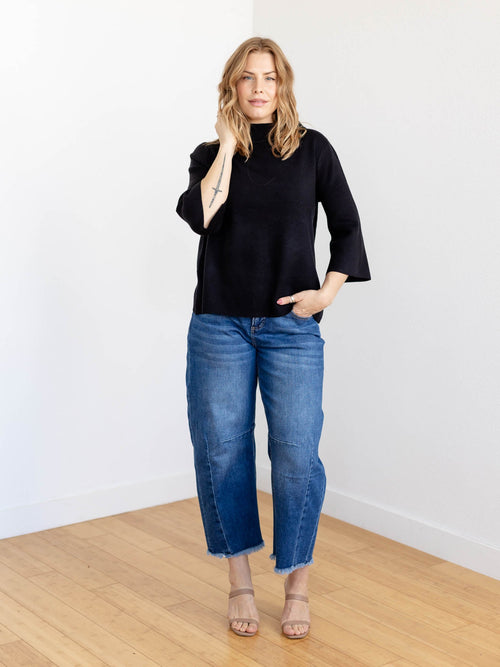 black bell sleeve sweater