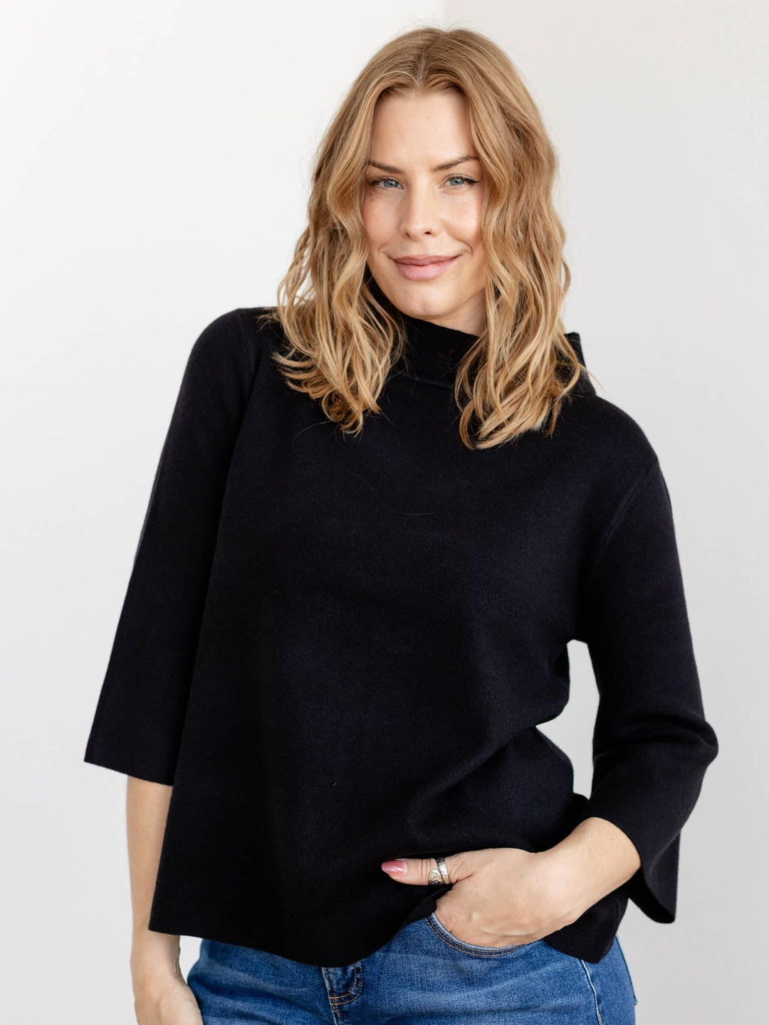 black bell sleeve sweater