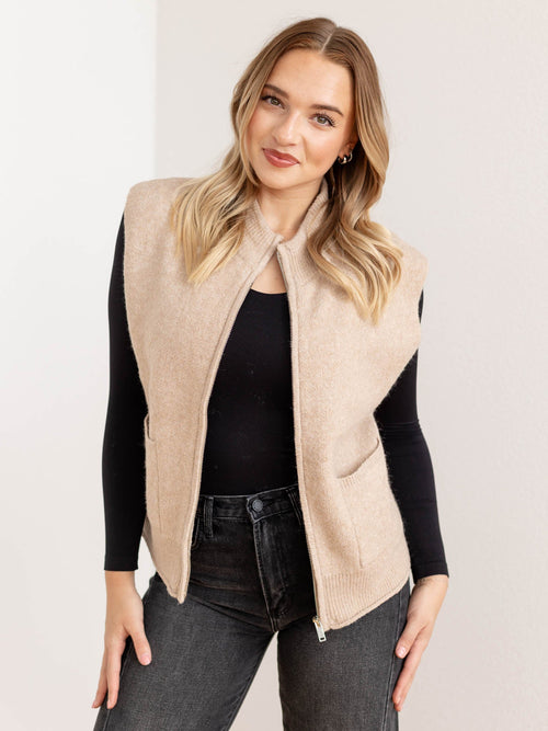 neutral wide zip front vest