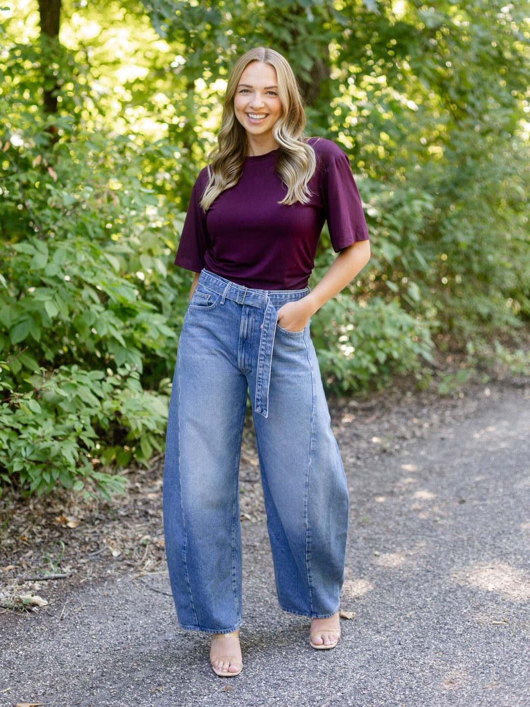 maroon top