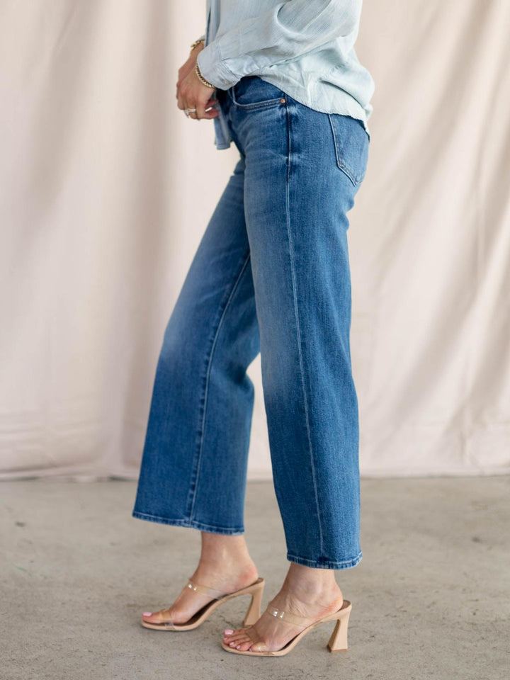 mother cropped wide leg denim 