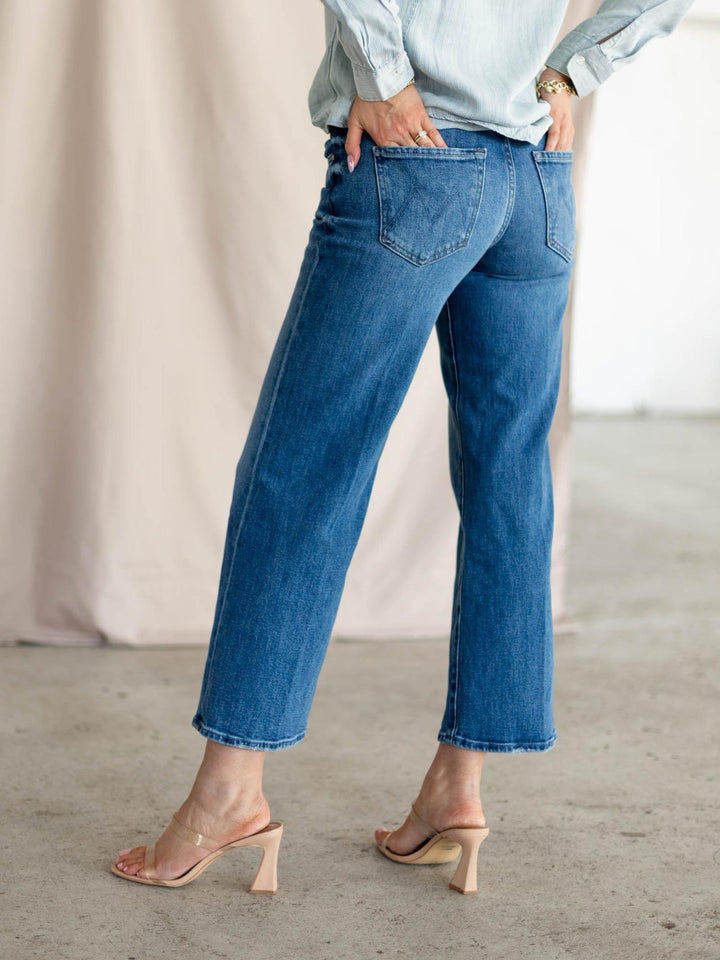 mother cropped wide leg denim 