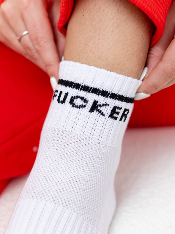 white motherfucker athleisure socks