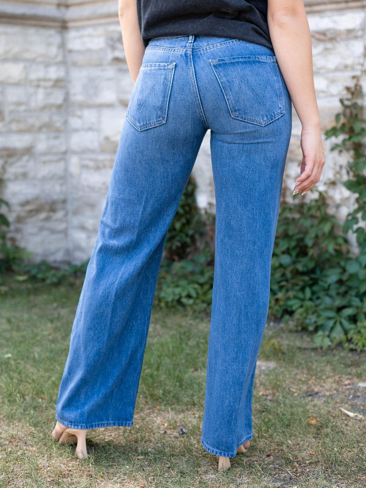 Mid rise dark wash denim