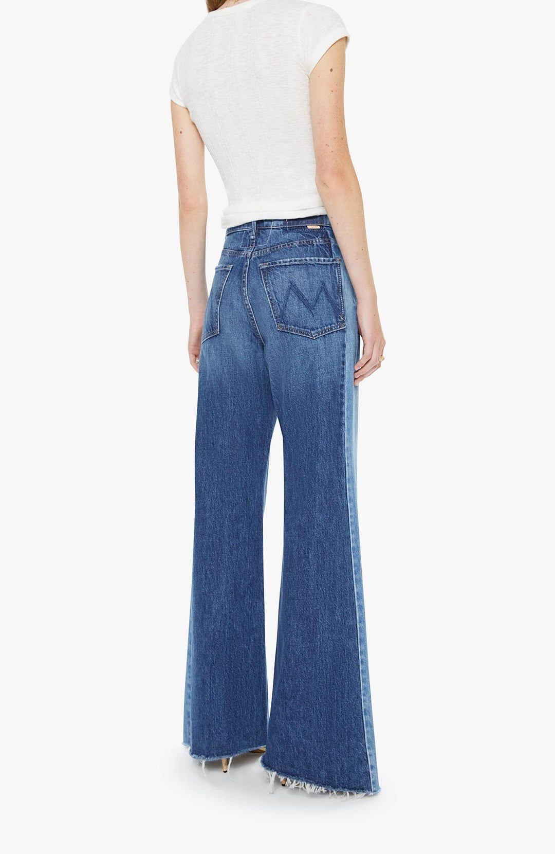 mother side panel dark wash denim