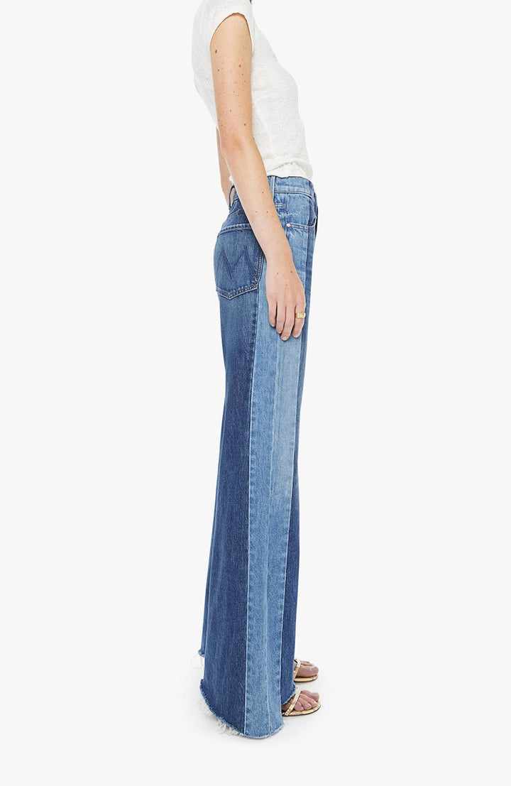 mother side panel dark wash denim