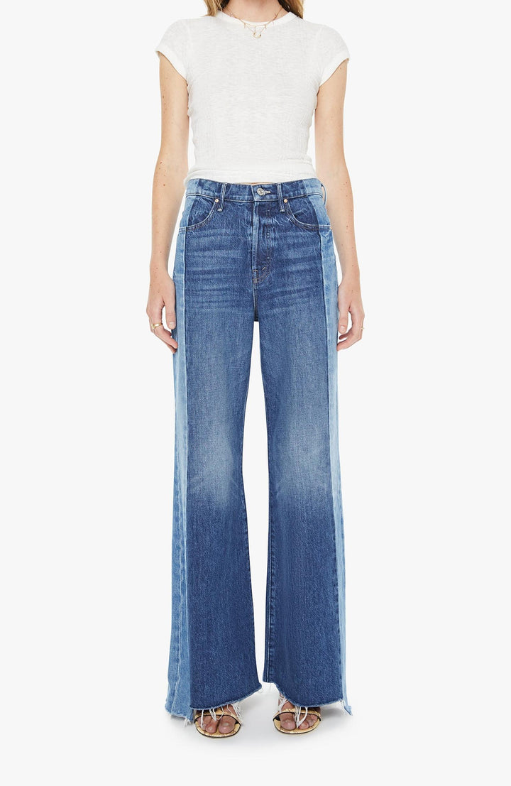 mother side panel dark wash denim