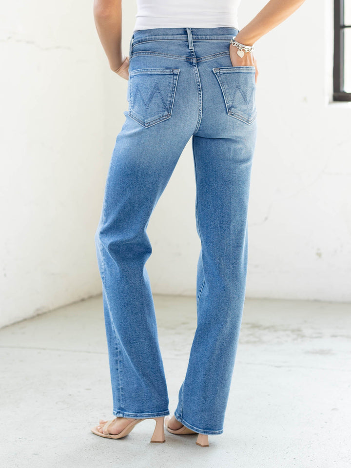 medium wash straight leg denim
