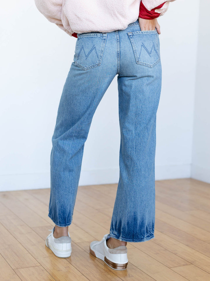 washed hem straight denim