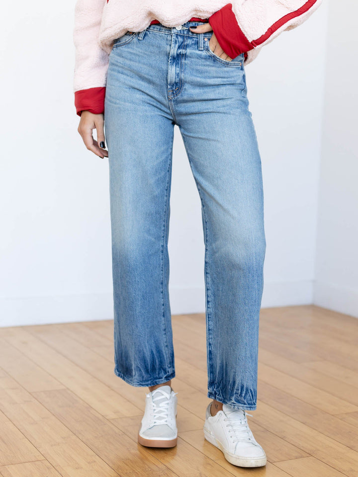 washed hem straight denim