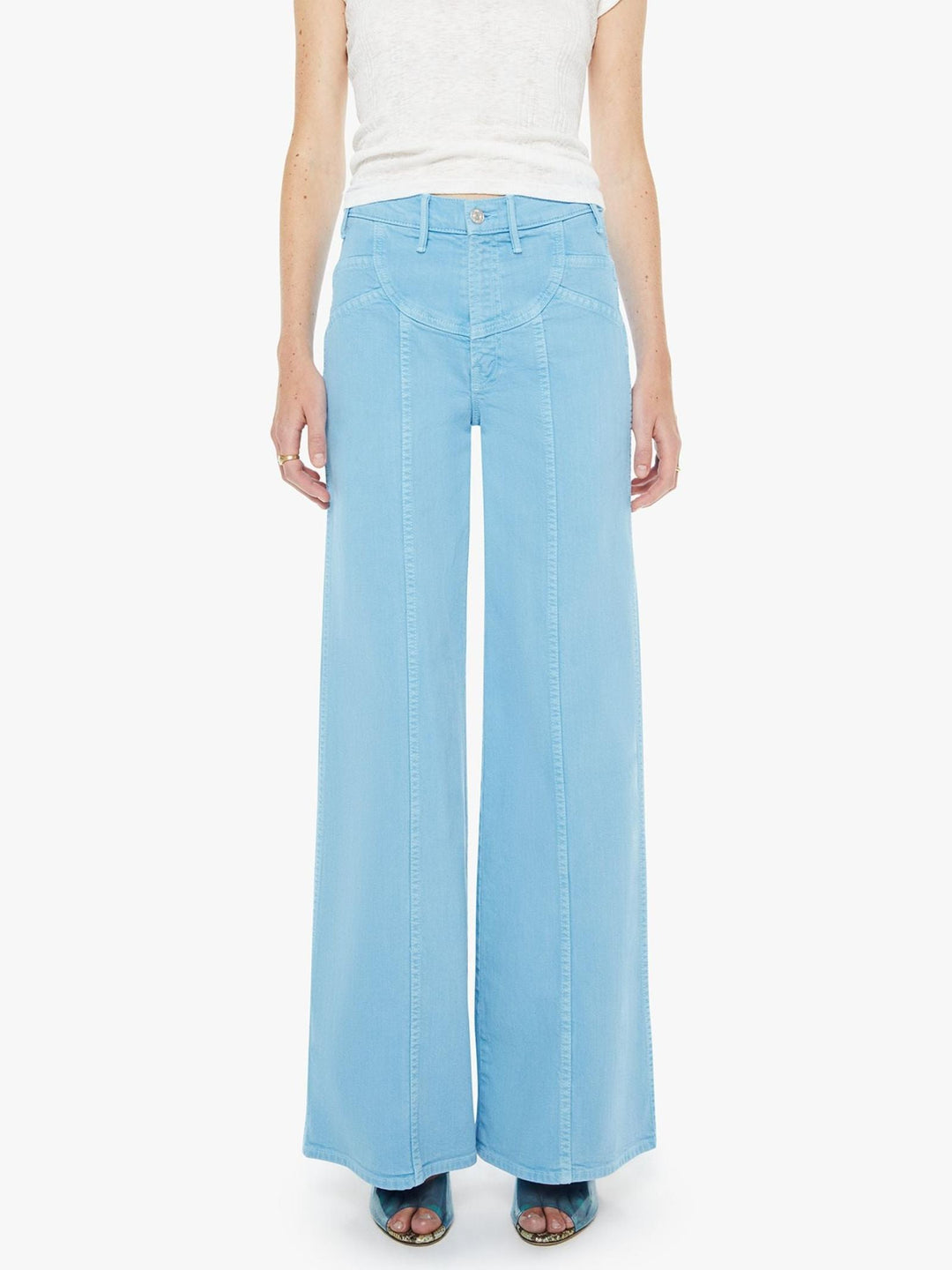 blue wide leg denim