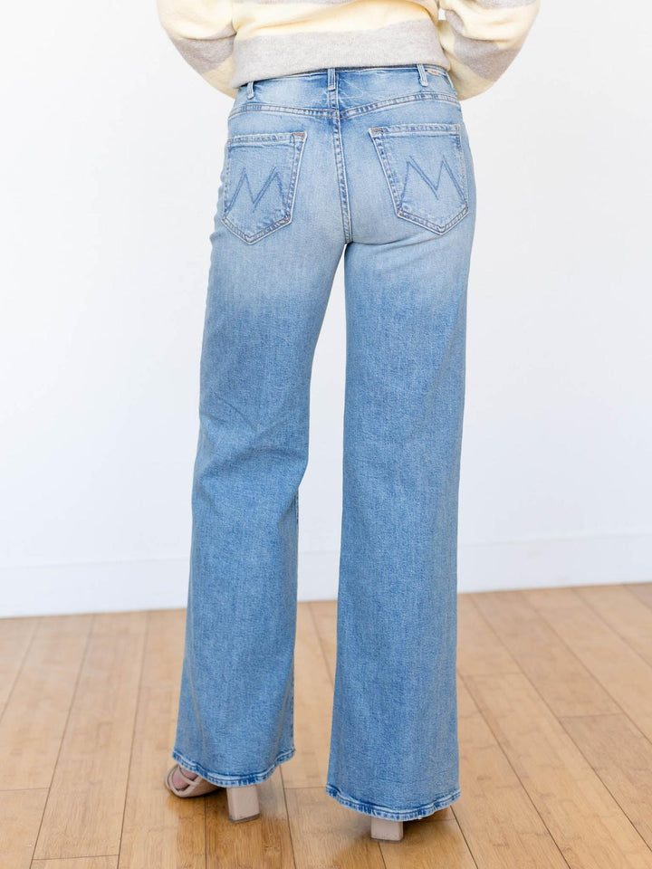 medium wash wide leg denim