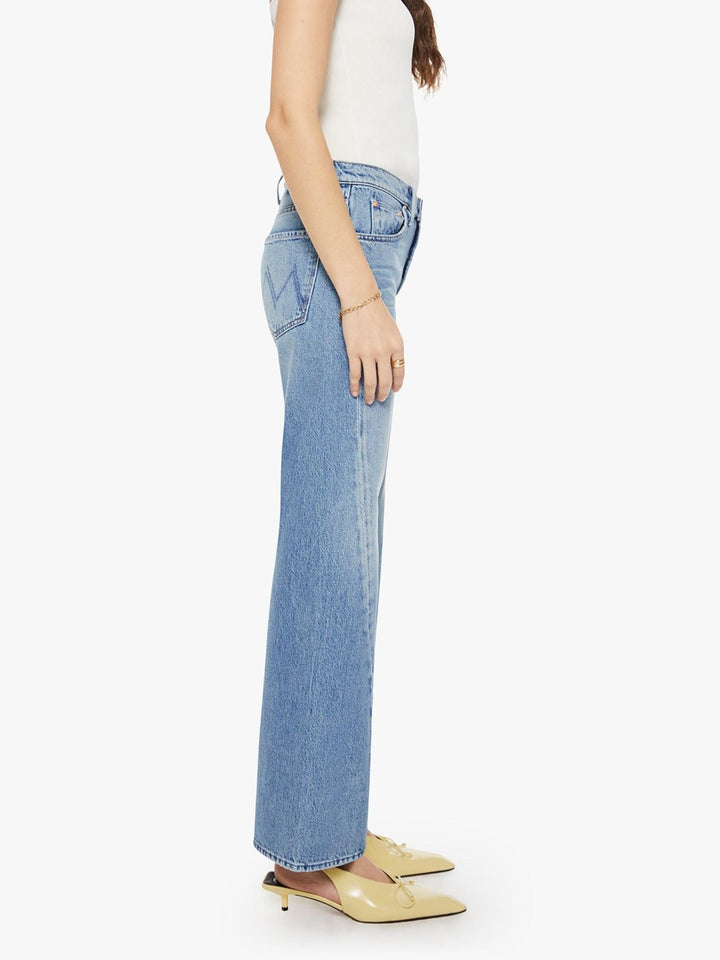 curved seam bootcut medium wash denim