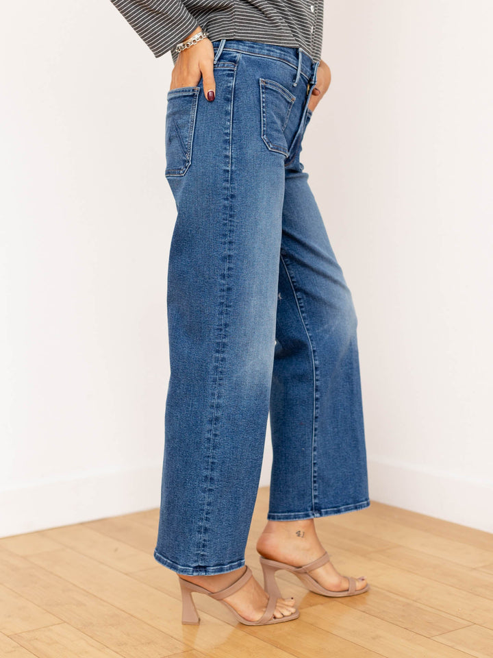 patch pocket straight leg denim