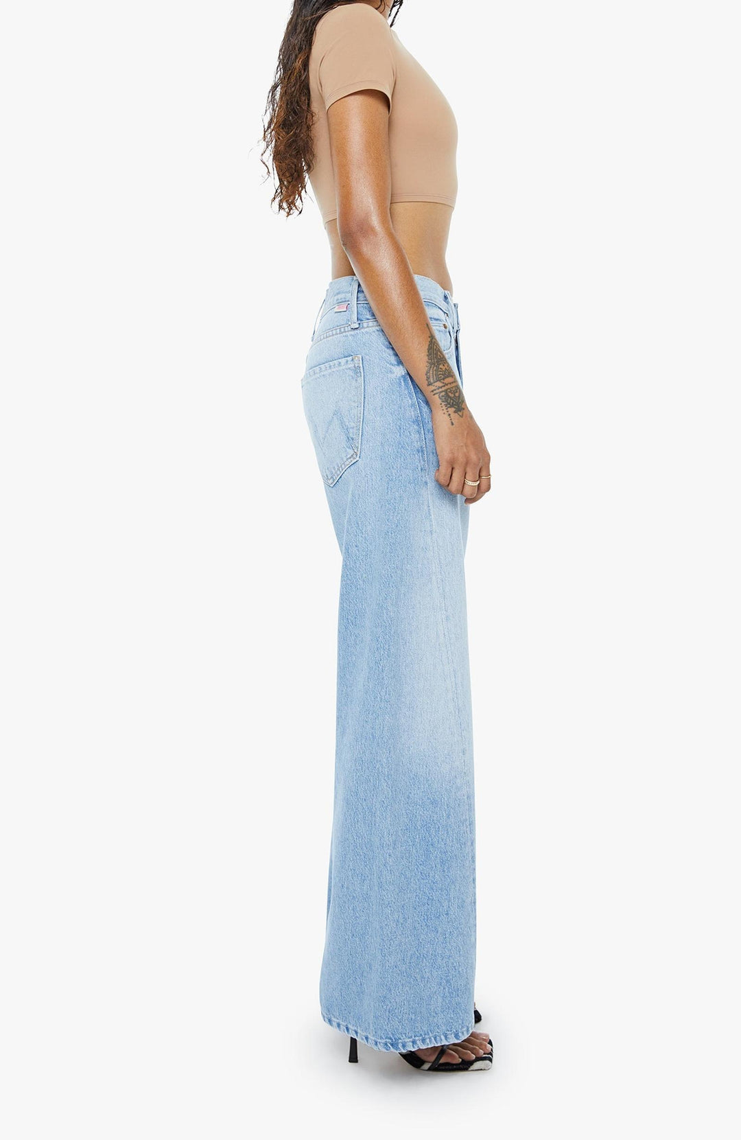 mother light wash wide leg denim 