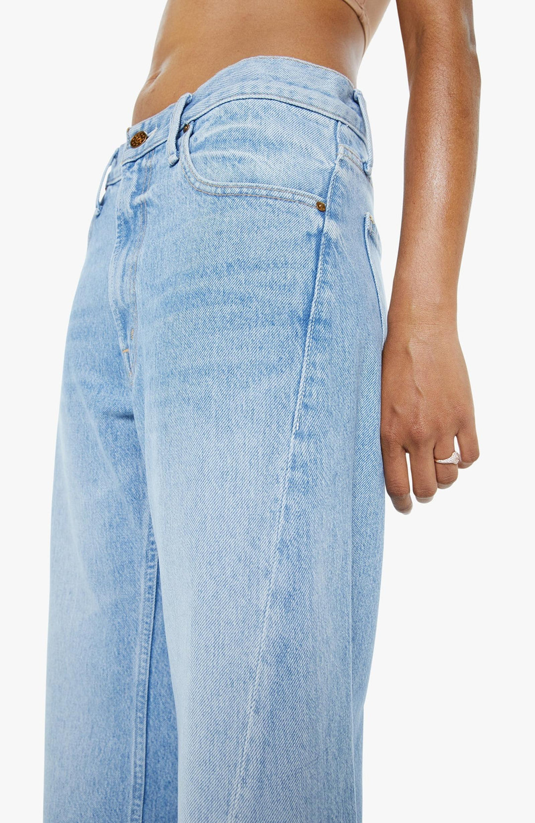 mother light wash wide leg denim 