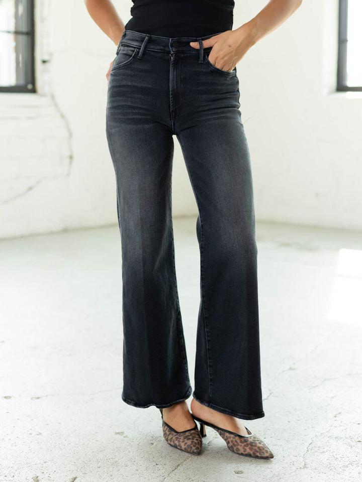 washed black bootcut denim