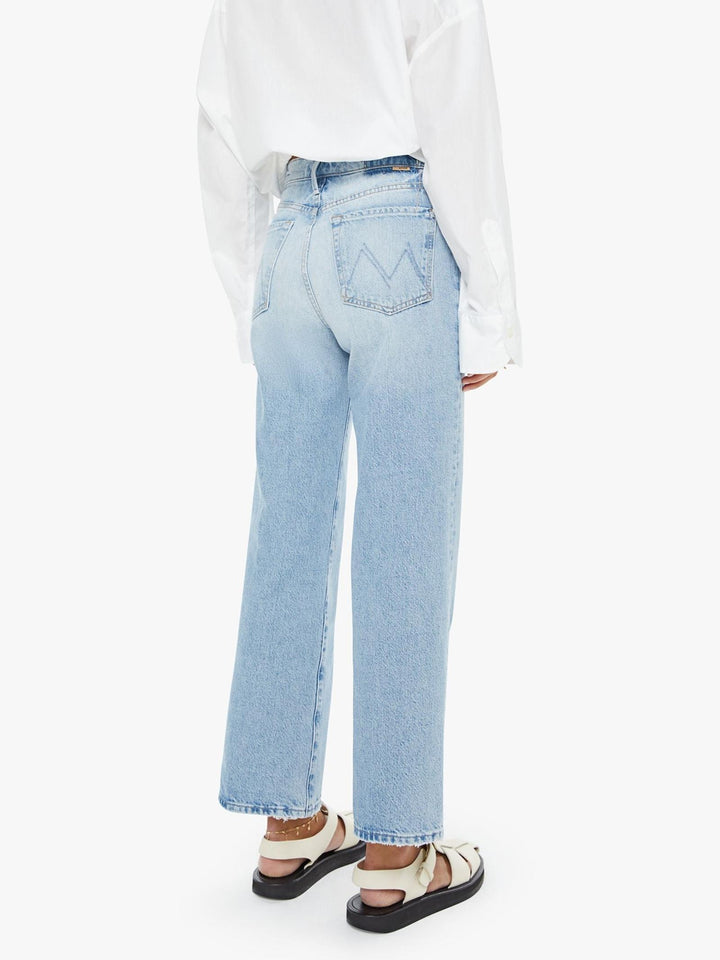 light wash wide straight leg denim