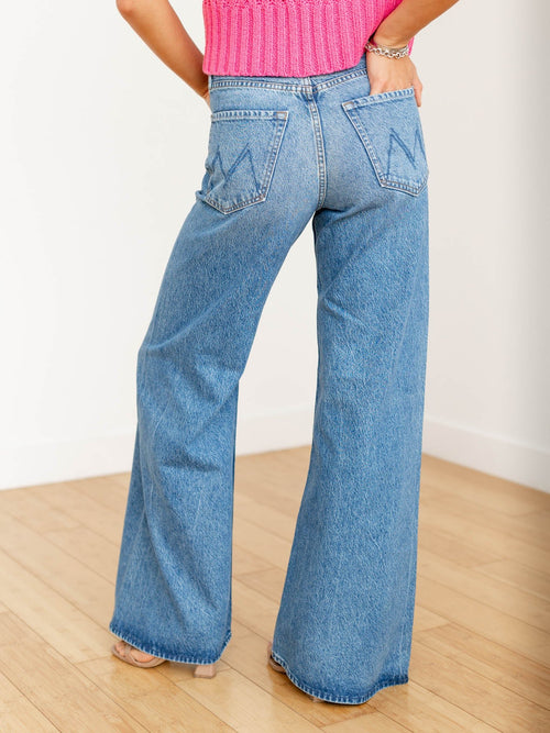 ultra wide leg medium wash denim