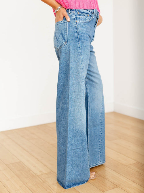 ultra wide leg medium wash denim