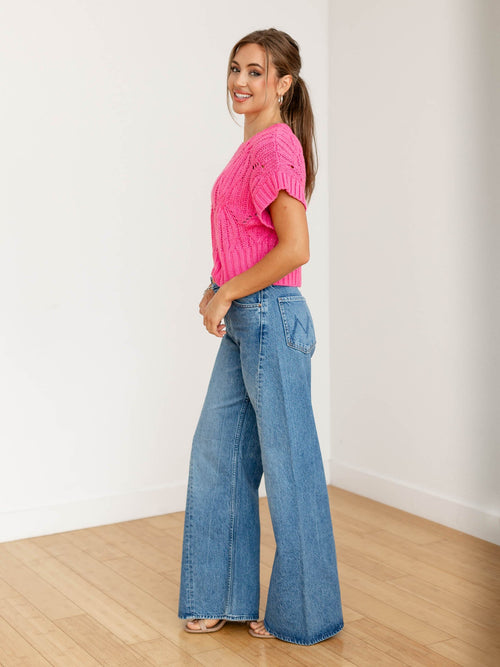 ultra wide leg medium wash denim