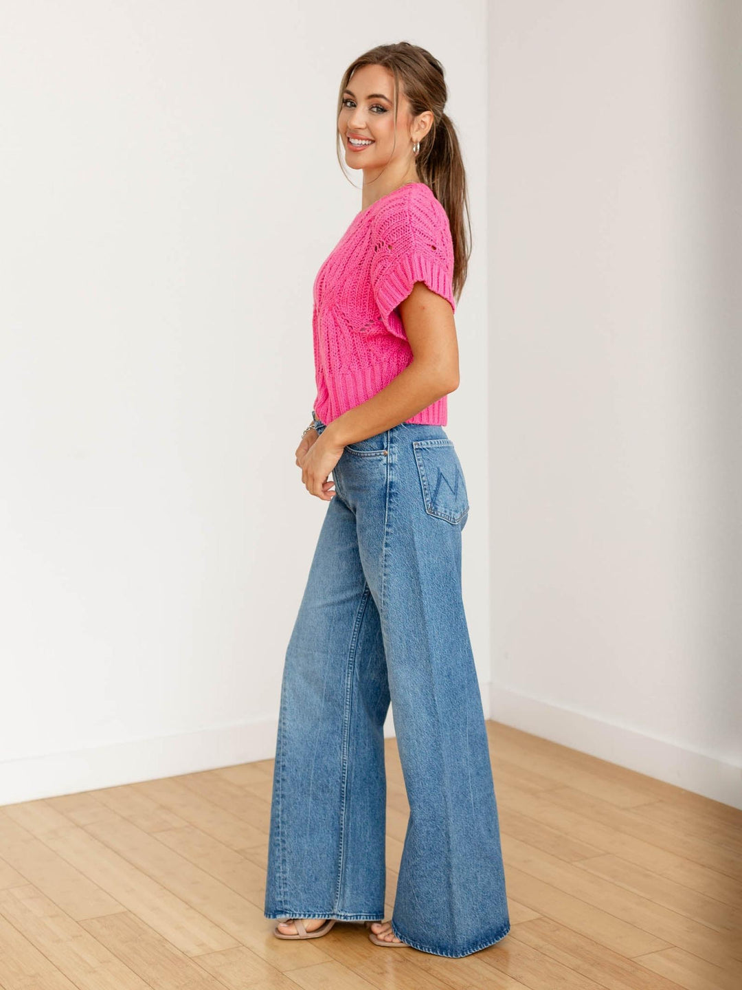 ultra wide leg medium wash denim
