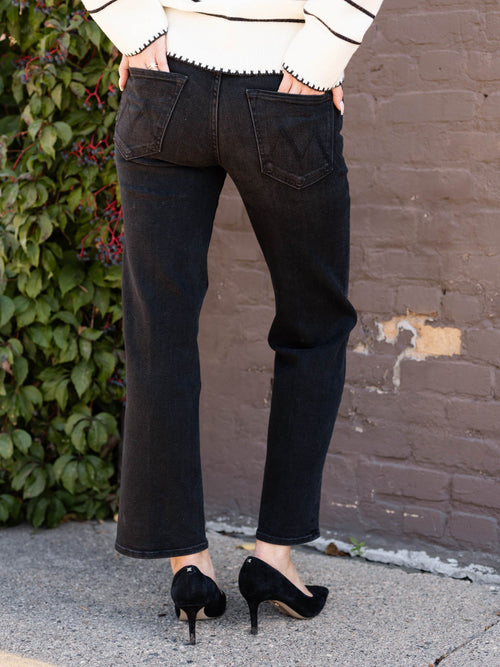 washed black straight leg denim